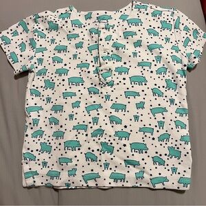 Roller Rabbit Blue Pig Print Pajama Set